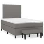 Pat box spring cu saltea, gri închis, 120×200 cm, textil