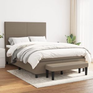 Pat continental cu saltea gri taupe 140×200 cm material textil