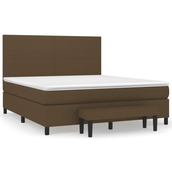Pat box spring cu saltea, maro închis, 160×200 cm, textil