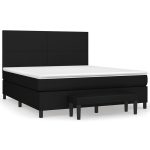Pat box spring cu saltea, negru, 180×200 cm, catifea