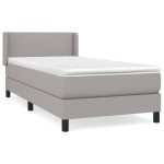 Pat continental cu saltea, gri deschis, 80×200 cm, textil