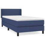 Pat box spring cu saltea, albastru, 80×200 cm, textil
