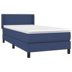 Pat box spring cu saltea, albastru, 80×200 cm, textil