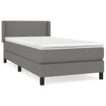 Pat box spring cu saltea, gri închis, 100×200 cm, textil