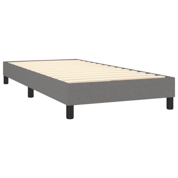 Pat box spring cu saltea, gri închis, 100×200 cm, textil
