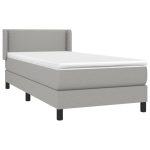 Pat continental cu saltea, gri deschis, 80×200 cm, textil