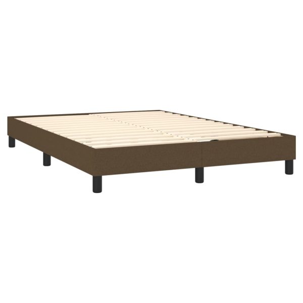 Pat continental cu saltea, maro închis, 140×200 cm, textil