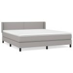 Pat continental cu saltea, gri deschis, 160×200 cm, textil