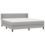 Pat continental cu saltea, gri deschis, 160×200 cm, textil