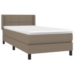 Pat box spring cu saltea, gri taupe, 80×200 cm, textil