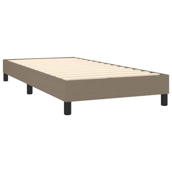 Pat box spring cu saltea, gri taupe, 80×200 cm, textil