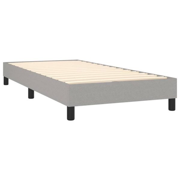 Pat box spring cu saltea, gri deschis, 90×200 cm, textil