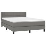 Pat box spring cu saltea, gri închis, 140×190 cm, textil
