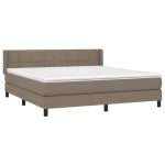 Pat continental cu saltea, gri taupe, 180×200 cm, textil