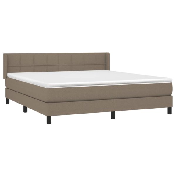 Pat continental cu saltea, gri taupe, 180×200 cm, textil