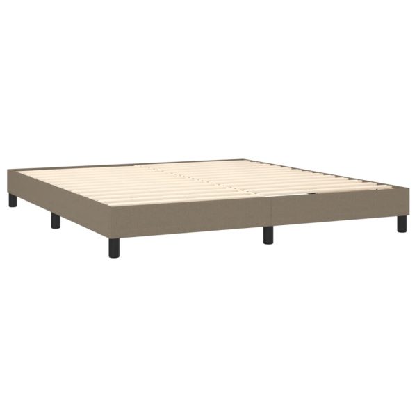 Pat continental cu saltea, gri taupe, 180×200 cm, textil