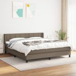 Pat continental cu saltea, gri taupe, 180×200 cm, textil