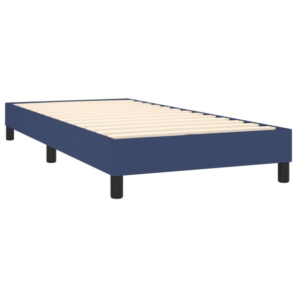 Pat box spring cu saltea, albastru, 90×190 cm, textil