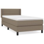 Pat box spring cu saltea, gri taupe, 100×200 cm, textil