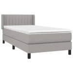 Pat box spring cu saltea, gri deschis, 100×200 cm, textil