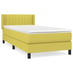Pat box spring cu saltea, verde, 100×200 cm, textil