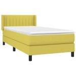 Pat box spring cu saltea, verde, 100×200 cm, textil