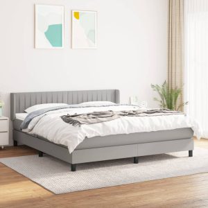 Pat continental, gri deschis, 180×200 cm, material textil