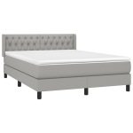 Pat box spring cu saltea, gri deschis, 140×190 cm, textil