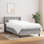 Pat continental cu saltea, gri deschis, 80×200 cm, textil