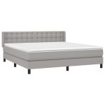 Pat continental cu saltea, gri deschis, 160×200 cm, textil
