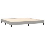 Pat box spring cu saltea, gri deschis, 200×200 cm, textil