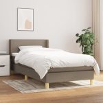 Pat box spring cu saltea, gri taupe, 80×200 cm, textil