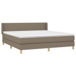 Pat continental cu saltea, gri taupe, 180×200 cm, textil
