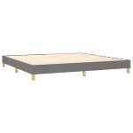Pat box spring cu saltea, gri închis, 200×200 cm, textil