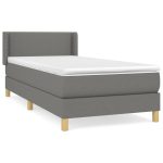 Pat box spring cu saltea, gri închis, 80×200 cm, textil