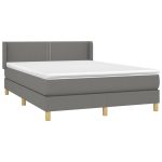 Pat box spring cu saltea, gri închis, 140×190 cm, textil