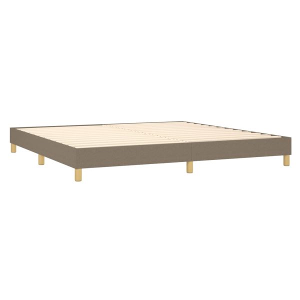 Pat box spring cu saltea, gri taupe, 200×200 cm, textil