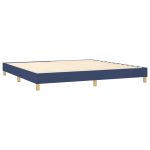 Pat box spring cu saltea, albastru, 200×200 cm, textil