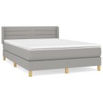 Pat box spring cu saltea, gri deschis, 140×190 cm, textil