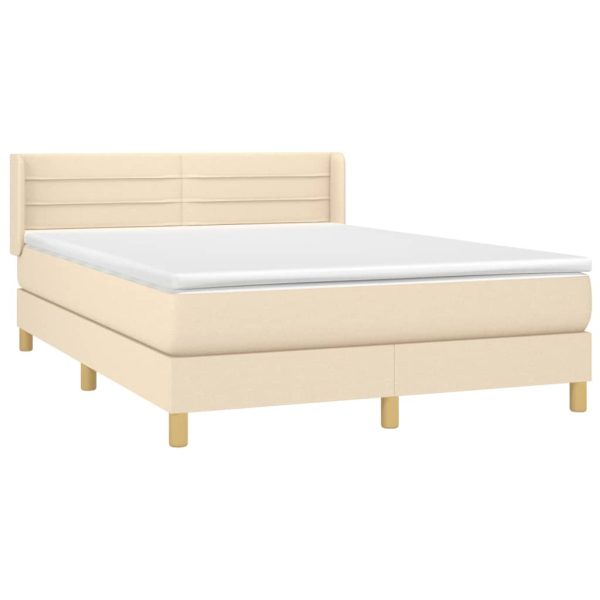 Pat continental cu saltea, crem, 140×200 cm, material textil