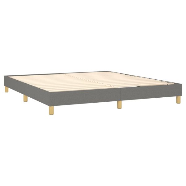 Pat box spring cu saltea, gri închis, 180×200 cm, textil