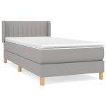 Pat continental cu saltea, gri deschis, 80×200 cm, textil