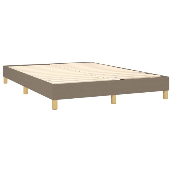 Pat box spring cu saltea, gri taupe, 140×200 cm, textil