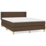 Pat continental cu saltea, maro închis, 140×200 cm, textil