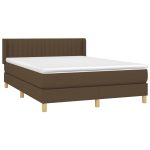 Pat continental cu saltea, maro închis, 140×200 cm, textil
