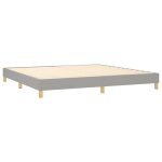 Pat box spring cu saltea, gri deschis, 200×200 cm, textil
