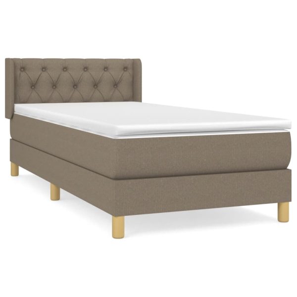 Pat box spring cu saltea, gri taupe, 80×200 cm, textil