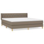 Pat continental cu saltea, gri taupe, 180×200 cm, textil
