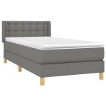 Pat box spring cu saltea, gri închis, 80×200 cm, textil