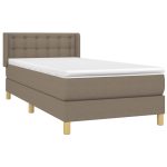Pat box spring cu saltea, gri taupe, 90×200 cm, textil